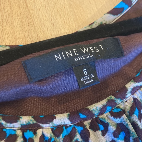 Teal brown leopard size 6 animal print sleeveless dress elastic waist - Picture 3 of 9